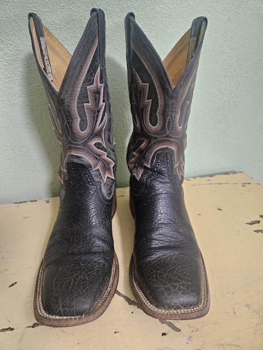 Men's Rod Patrick Black Bullhide Leather Cowboy Boots Size 9C